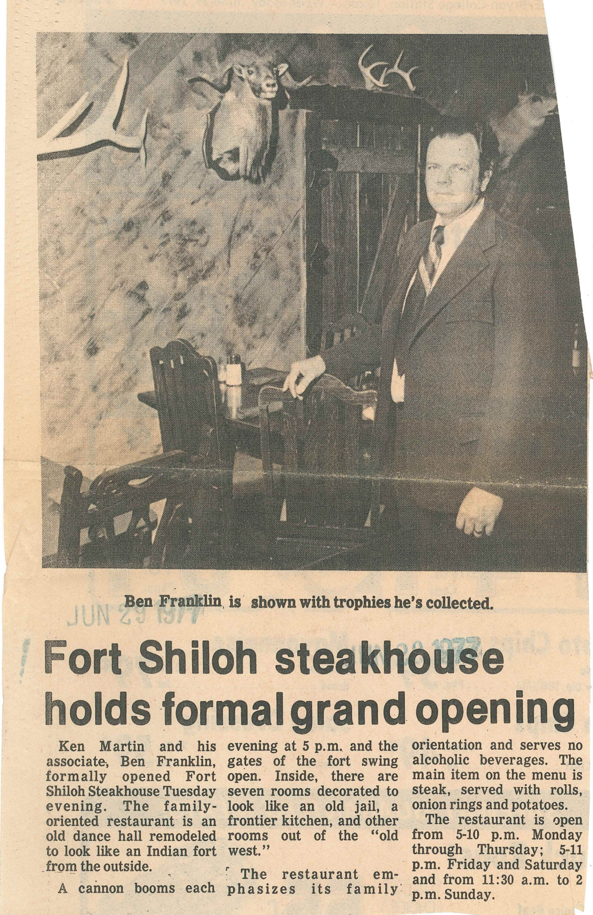 The Eagle Archives: Fort Shiloh Steakhouse